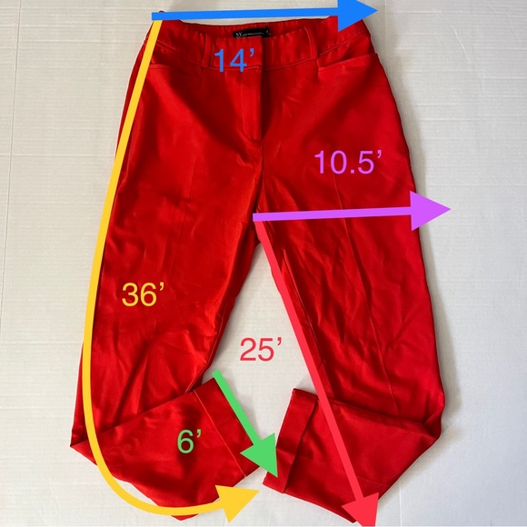 NEW YORK & COMPANY Red Cuffed Ankle Pants - Picture 2 of 4